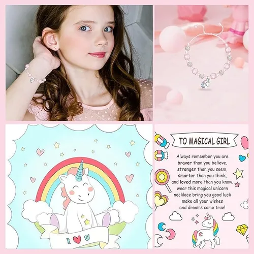 Miniatura 4 de M&Ostyle Pulsera mágica de unicornio para niñas, pulsera rosa, regalo de joyería de unicornio para niñas, hija, nieta, sobrina, cumpleaños, Navidad