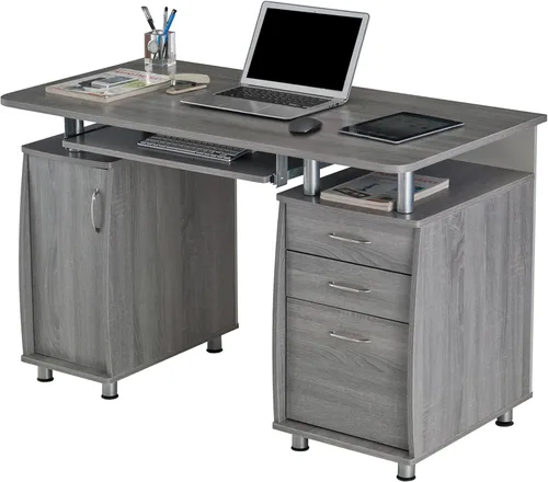 Miniatura 10 de Techni Mobili Escritorio para computadora de 48 pulgadas de ancho con archivador y cajones, armario de almacenamiento con estante extraíble