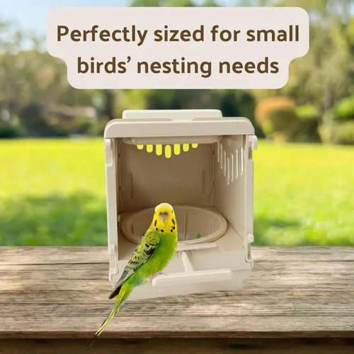 Miniatura 3 de Caja nido de plástico para pájaros, taza nido extraíble y portátil con puerta trasera corredera para una fácil limpieza y depósito para almacenar