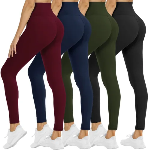 Miniatura 7 de NexiEpoch - Paquete de 4 leggings suaves para mujer, con bolsillos, control de abdomen y cintura alta, pantalones capri para yoga y ejercicio