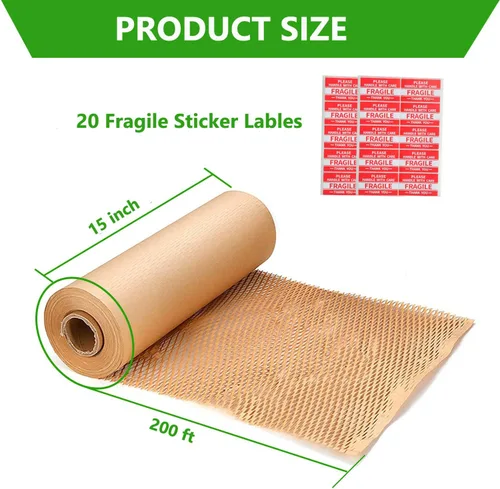 Miniatura 2 de Papel de embalaje de nido de abeja, rollo de envoltura de burbujas de 15 x 200 pies para envíos en mudanza, embalaje de regalo, papel