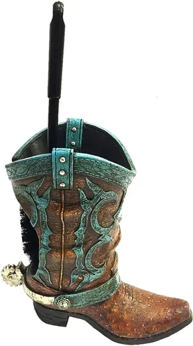 Miniatura 5 de Portaescobillas de inodoro para botas occidentales, decoración rústica de baño con diseño de bota de vaquero