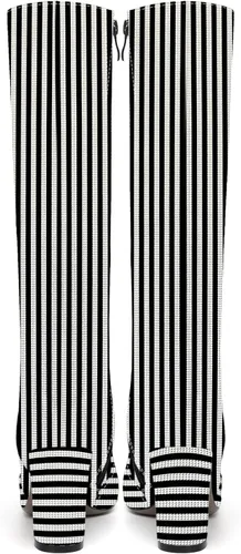 Miniatura 123 de AMBELIGHT Botas altas hasta la rodilla con cremallera y puntera puntiaguda para mujer, de patente sólida, tacón alto, 3.3 pulgadas