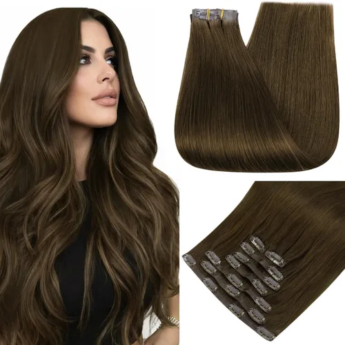 Miniatura 42 de Full Shine Extensiones de cabello humano con pinzas, cabello humano Remy invisible para mujer, color rubio platino, 20 pulgadas, 8 unidades, 4.23 oz