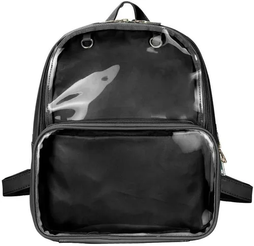 STEAMEDBUN Ita Bag - Mochila de piel sintética con doble ventana, diseño de caramelo, con inserción