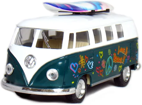 Miniatura 2 de KiNSMART Volkswagen Classic Bus 1962 escala 1:32 de 5 pulgadas, modelo de metal fundido a presión, acción de retroceso