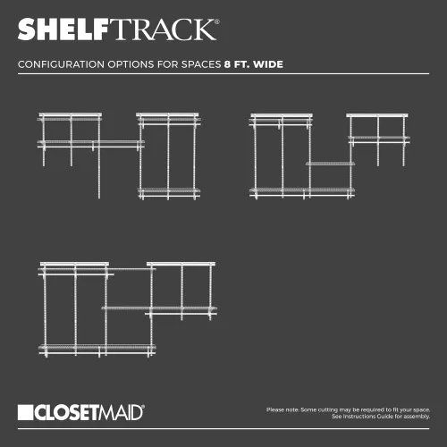 Miniatura 3 de ClosetMaid ShelfTrack - Sistema organizador de alambre para armario, ajustable de 5 a 8 pies, con estantes, barras de ropa, herrajes, acero