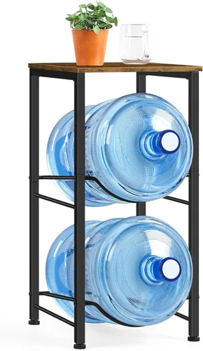 Miniatura 11 de Organizador para botellas de agua de 5 galones, soporte para jarra de agua con estantes superiores, estante de almacenamiento de jarra de 2 niveles