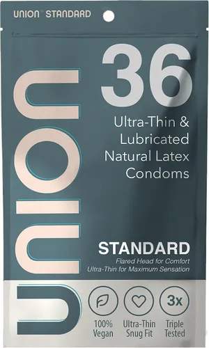 Miniatura 7 de UNION SNUG (49mm) 36 unidades, Látex natural, Ultradelgado, Lubricado, Varilla recta