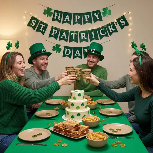 Miniatura 7 de Jingmore 50 tazas de café de papel kraft de trébol del día de San Patricio, 12 onzas, desechables de trébol verde irlandés, vasos desechables