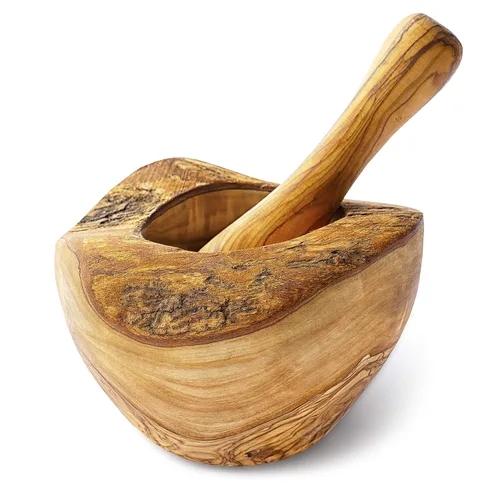Miniatura 10 de Forest Decor Olivewood - Juego de mortero y maja - Molinillo de madera de primera calidad para hierbas y especias - Accesorios esenciales de cocina
