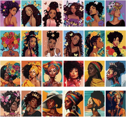Sherr Juego de 24 lienzos predibujados para pintar para adultos, lienzo preimpreso a granel, sorbo y pintura, paneles estirados, juego de pintura