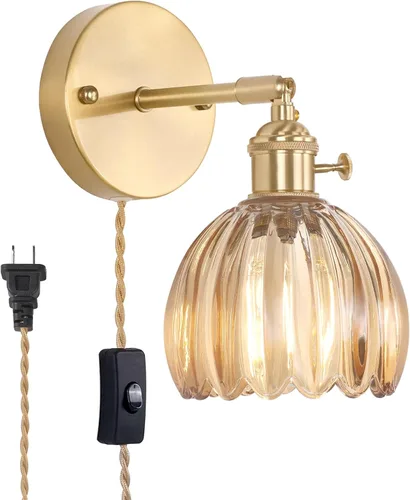 Miniatura 12 de Shenmoyl Aplique de Pared Vintage Operado por Batería con Linda Campana de Vidrio Tulipán Verde, Recargable Inalámbrica, Luz de Pared con Control