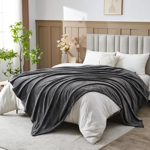 Miniatura 73 de NEWCOSPLAY Manta de Tiro Súper Suave Aqua Franela Sedosa Premium Fleece con Patrón de Hojas Ligera Manta de Cama para Uso en Todas las Estaciones