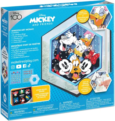 Miniatura 2 de Make It Real Disney: Mosaico de arte para ventana, Mickey & Friends, 66 piezas, rompecabezas reutilizables para ventanas, crea una imagen de 12.2 x