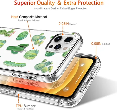 Miniatura 4 de Funda para iPhone 12 Pro Max con protector de pantalla, cuerpo completo transparente a prueba de golpes, diseño floral, para niñas y mujeres
