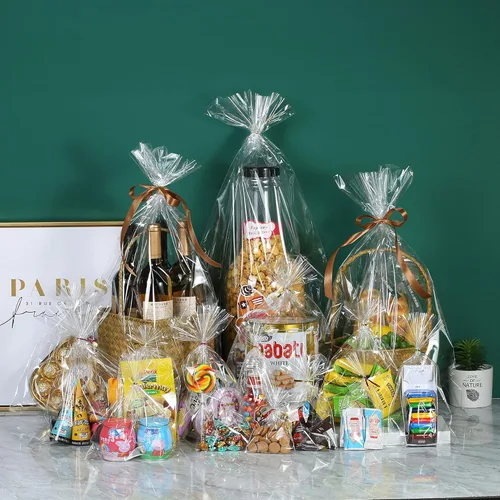 Miniatura 4 de 200 bolsas de celofán planas de celofán de 7 x 12 pulgadas con lazos torcidos de 6 colores, embalaje de galletas, dulces, postres de regalo, bolsas