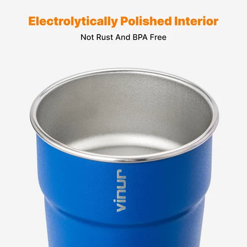Miniatura 4 de VINUR Vasos Tumbler de Acero Inoxidable de 8 oz, Vasos de Metal Apilables para Beber para Viajes, Campamento, Exteriores, Paquete de 4