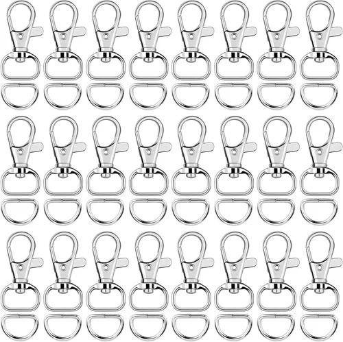Miniatura 8 de SANNIX 120 ganchos de clip para llavero y anillos en D a granel incluyen 60 ganchos giratorios a presión clips de cordón y 60 anillos en D