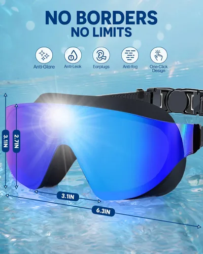 Miniatura 6 de Swim Goggles 2 Pack, Anti Fog&UV Rimless Wide View Gradient Swimming Goggles for Adult, No Leak for Men Women Beach Galjanoplastia azul y chapado