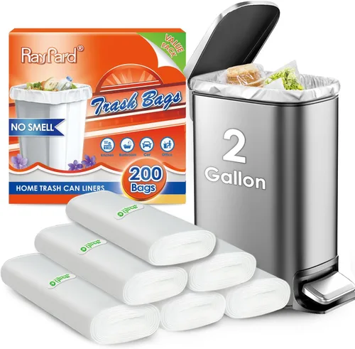 Miniatura 9 de 6 Gallon (fit 5.5-6 Gal) Small Strong Trash Bags by RayPard, 72 Counts Garbage Bags 25 Liter Waste Bin Liners for Home Office Kitchen Bathroom