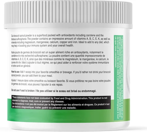 Miniatura 8 de AKI Broccoli Broccoli Sprout Powder - Ideal en vitaminas y sulforafano - Superalimento para batidos de verduras verdes o comidas - Sin OMG