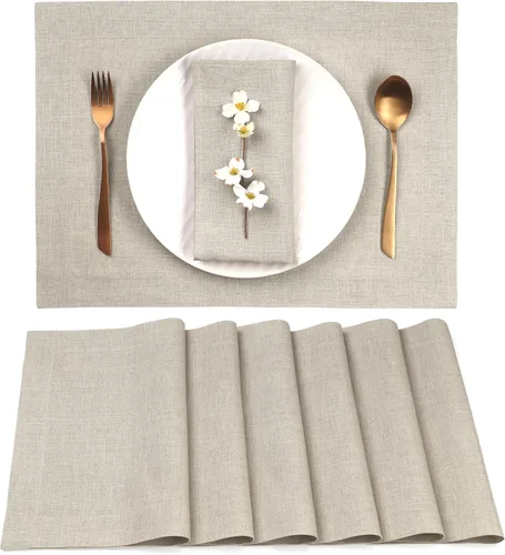 Miniatura 9 de Classic Linen™ by D'Moksha - Juego de 4 manteles individuales naturales, 14 x 19 pulgadas, lino 100% puro, lavables a máquina, verano