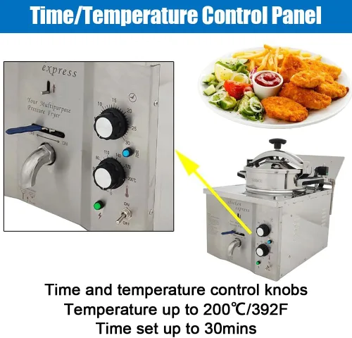 Miniatura 4 de Freidora eléctrica a presión de encimera de 16L, estufa de pollo frito de alta presión de acero inoxidable, freidora comercial con temporizador