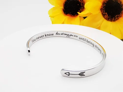 Miniatura 131 de Pulseras inspiradoras para mujer, joyería de acero inoxidable, con refranes, pulsera motivacional con mensaje oculto, pulseras grabadas para mejor