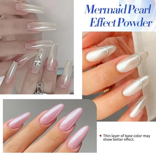 Miniatura 2 de BORN PRETTY Polvo de uñas cromado, polvo cromado holográfico de espejo metálico de perla blanca para uñas, kit de polvo de pigmento con purpurina