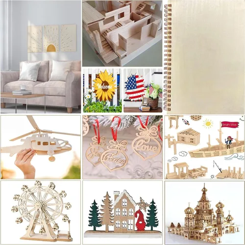 Miniatura 7 de Paquete de 18 hojas de madera de tilo seleccionadas para manualidades, hojas de madera contrachapada de 0.059 in de grosor de 5 x 7 x 1/16 pulgadas