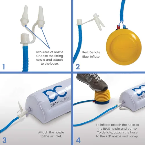 Miniatura 3 de Delta Children Rieles inflables para cama para niños pequeños y niños con bomba de pie (paquete de 2) - Barandillas portátiles a prueba de fugas
