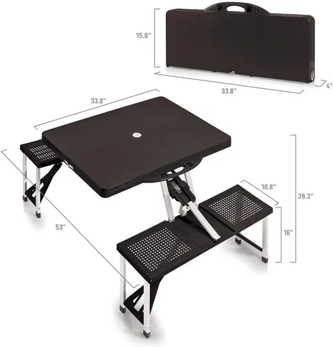 Miniatura 3 de PICNIC TIME NCAA Northwestern Wildcats - Mesa de picnic plegable para campo de fútbol, mesa de campamento para exteriores con agujero para paraguas