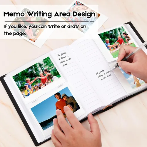 Miniatura 4 de Álbum de fotos para cámara Fujifilm Instax Wide 300, cubierta de lino, álbum de 120 bolsillos con espacio para escribir para cámara instantánea