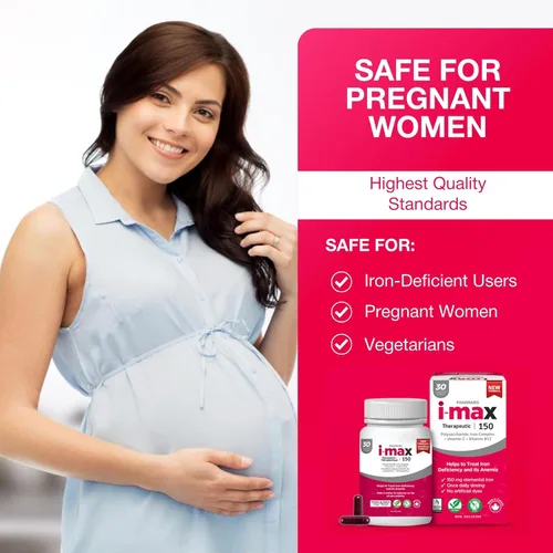 Miniatura 8 de Pharmaris i-max Suplemento de hierro de 150 mg, vitamina C 250 mg y B12 1000 mcg, suplemento de hierro para mujeres y hombres, sin tintes