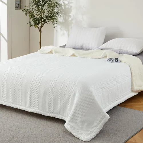 Miniatura 9 de Manta Térmica Eléctrica de 50"x60" Pulgadas, Tejido de Gofre Suave a Sherpa con 6 Niveles de Calefacción, 4 Horas de Apagado Automático, Lavable a