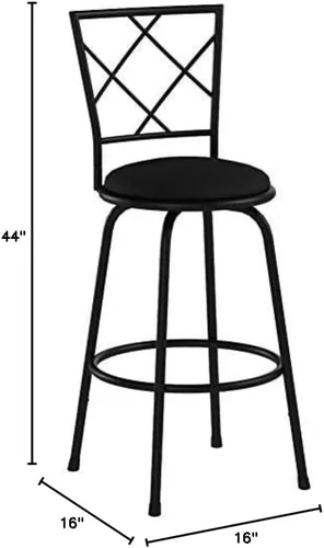 Miniatura 2 de Monarch Specialties 2375 Taburete, juego de 2, giratorio, altura de barra, metal, aspecto de piel sintética, negro, contemporáneo, taburete de bar