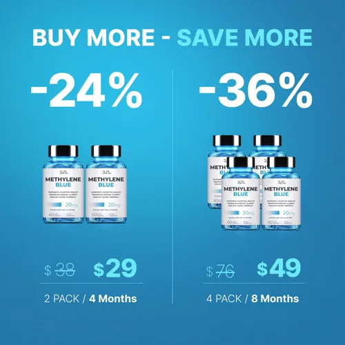 Miniatura 5 de Ultimate Methylene Blue Cápsulas para humanos 20 mg – Combustible de enfoque y vitaminas de memoria Grado farmacéutico de metileno azul 2%