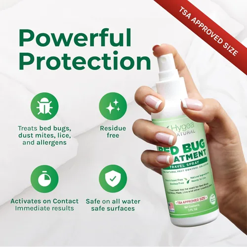 Miniatura 2 de Hygea Natural - Aerosol natural para piojos, ácaros y chinches para viajes - Tamaño aprobado por la TSA – Apto para niños y mascotas – Resultados