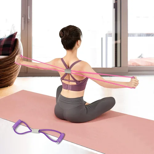 Miniatura 4 de FYY Figura 8 bandas de resistencia, banda de resistencia de yoga, banda elástica de fitness, cuerda de tracción, bandas elásticas de brazo y hombro