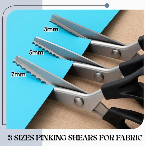 Miniatura 2 de Tijeras de pintar de 3 tamaños para manualidades y corte de papel, tijeras festoneadas de 0.118 in, 0.197 in, 0.276 in, tijeras de zig zag de 9.3