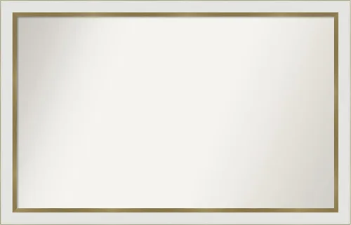 Miniatura 444 de Amanti Art Espejo de baño blanco para sobre el fregadero, 30 x 35 pulgadas, espejo de tocador rectangular estrecho de Eva de oro blanco, marco