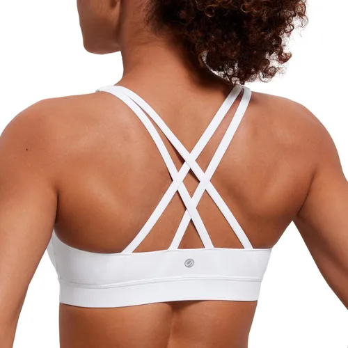 CRZ YOGA Brasier deportivo con tirantes delgados para mujer, para fitness o ejercicio físico, brasier con relleno y espalda cruzada para yoga
