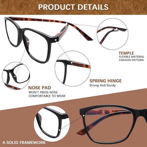 Miniatura 5 de COJWIS Progressive Multifocus Reading Glasses Blue Light Blocking for Women Men Spring Hinge Computer Readers