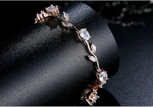 Miniatura 3 de 18K Rose Gold-Plated Crystal Bracelet for Women Red & Green Shiny Gemstone Tennis Bracelet Diamond Bangle Bracelet for Girls Fashion Jewelry