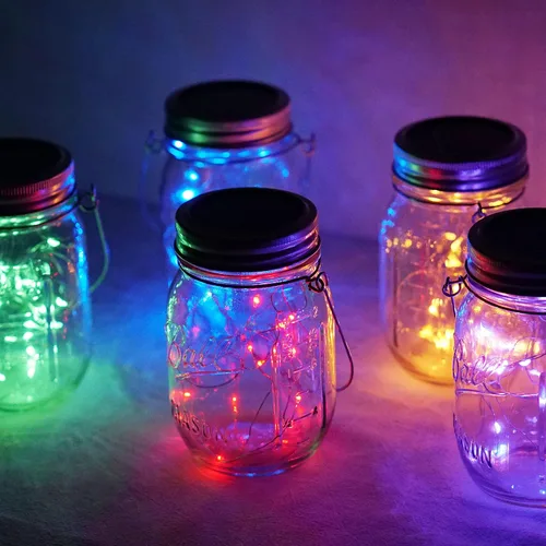 Miniatura 4 de Luces solares mejoradas para frascos, paquete de 8 unidades, 10 LED, impermeables, para frascos de luciérnaga, luces con ganchos