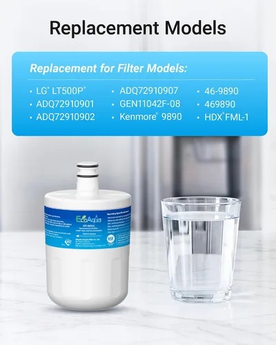 Miniatura 2 de EcoAqua EFF-6005 Reemplazo para filtro de agua para refrigerador LG® LT500P®, ADQ72910901, 5231JA2002A, Kenmore GEN11042FR-08, 9890, 46-9890