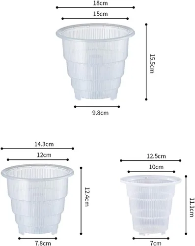 Miniatura 6 de Macetas de plástico transparente para orquídeas con agujeros, maceta de plástico para orquídeas, macetas blancas con bandejas de drenaje