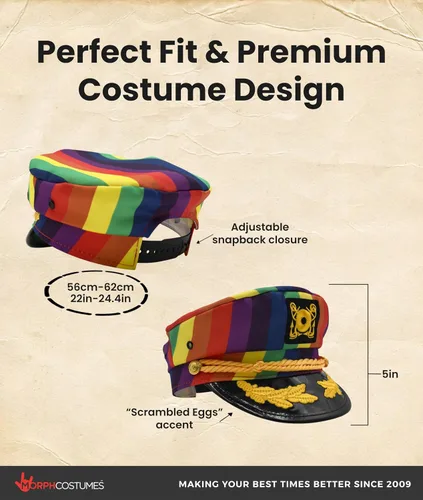 Miniatura 3 de Nicky Bigs Novelties Morph Sombrero de capitán de yate arcoíris para adultos, ajustable, para el festival del orgullo gay, sombrero de marinero