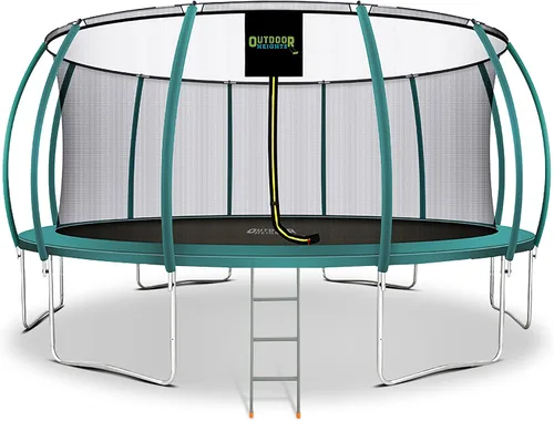 Miniatura 18 de Trampolín de 15 pies con red de recinto, trampolín para exteriores con red de seguridad para niños con escalera, trampolín para patio trasero de 6